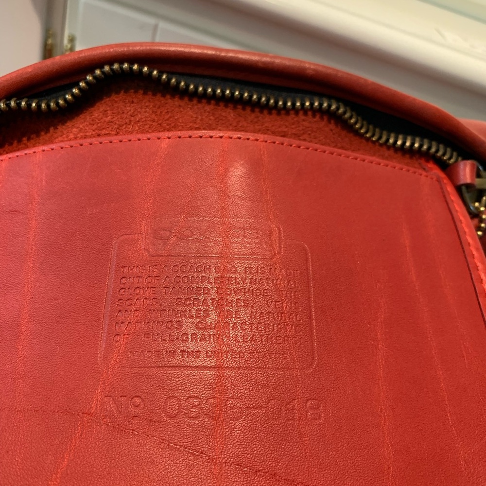 Coach Companion Bag In Red Leather With Brass Hardware Style No 9300 USA - Picture 8 of 9